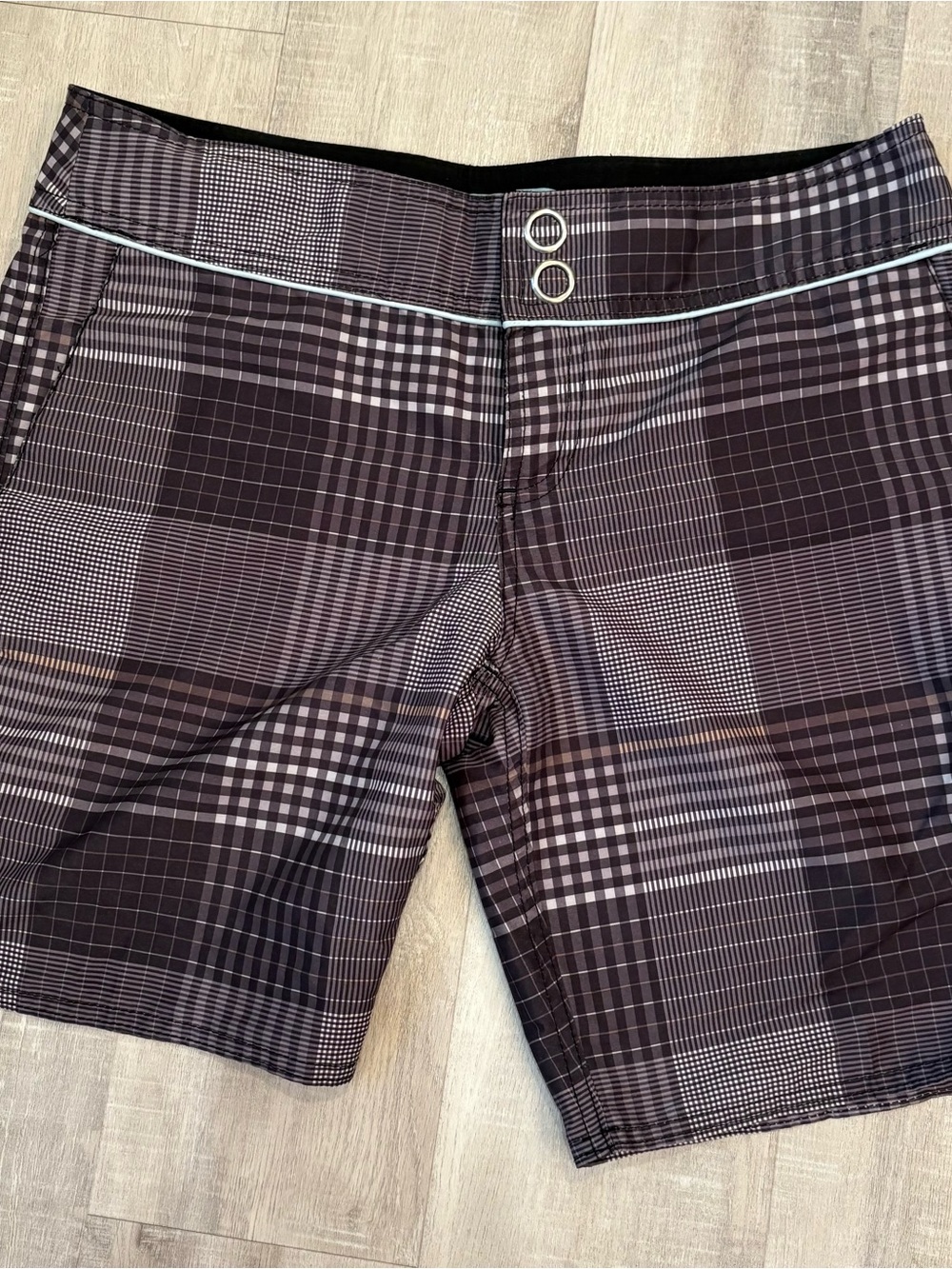 Women’s O’Neil Grey Plaid Swim Shorts - Classic Performance